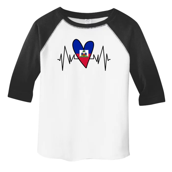 Haitian Flag Heartbeat Ekg Heart Gift Toddler Fine Jersey T-Shirt