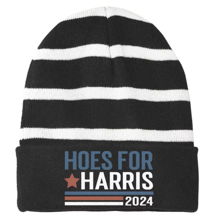 Hoes For Harris 24 Hotties For Harris 2024 Striped Beanie with Solid Band