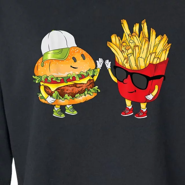 Hamburger Fries High Five | Cool Fun Combo Snacks Funny Gift Cropped Pullover Crew