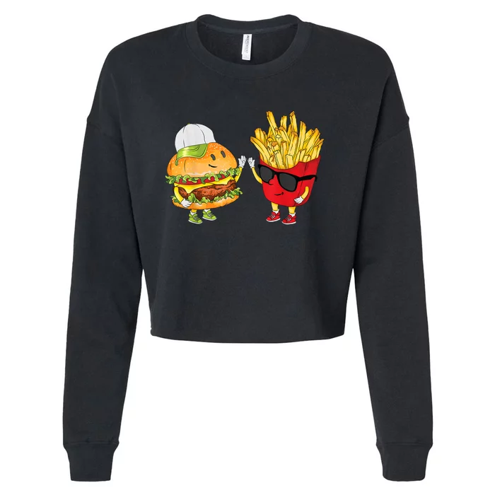 Hamburger Fries High Five | Cool Fun Combo Snacks Funny Gift Cropped Pullover Crew