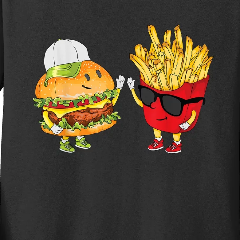 Hamburger Fries High Five | Cool Fun Combo Snacks Funny Gift Kids Long Sleeve Shirt