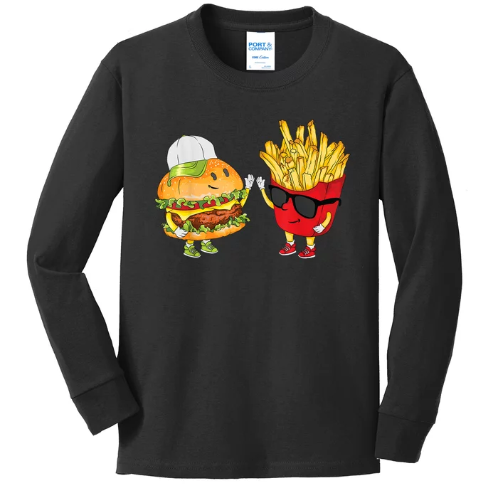 Hamburger Fries High Five | Cool Fun Combo Snacks Funny Gift Kids Long Sleeve Shirt