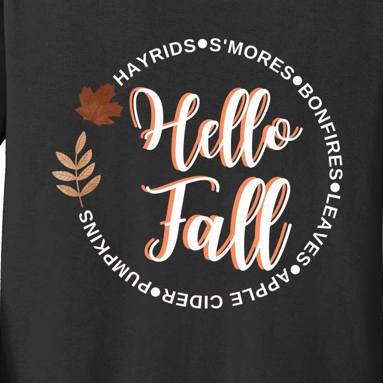 Hello Fall Kids Long Sleeve Shirt