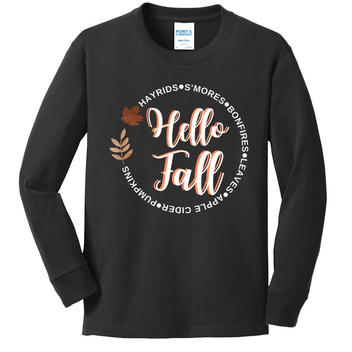 Hello Fall Kids Long Sleeve Shirt