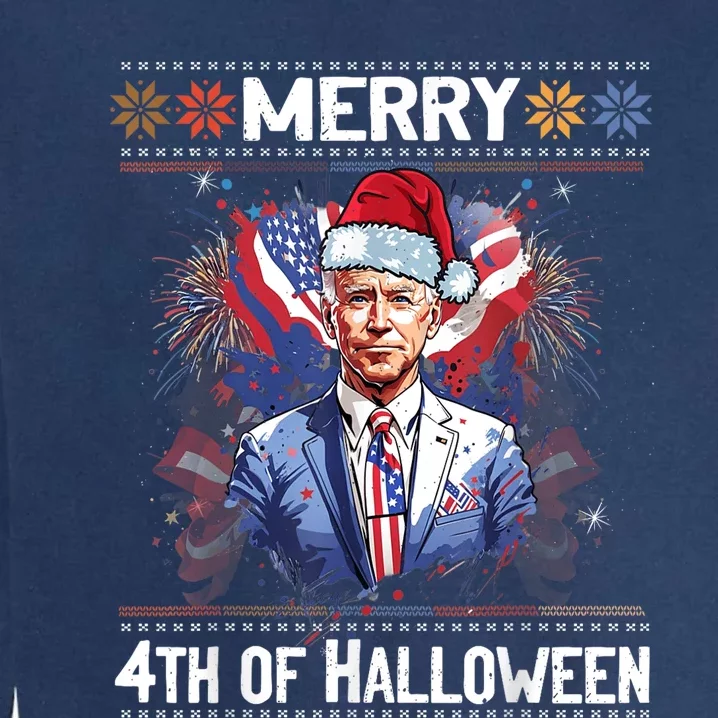 Halloween Funny Happy 4th Of July Anti Joe Biden Garment-Dyed Sweatshirt