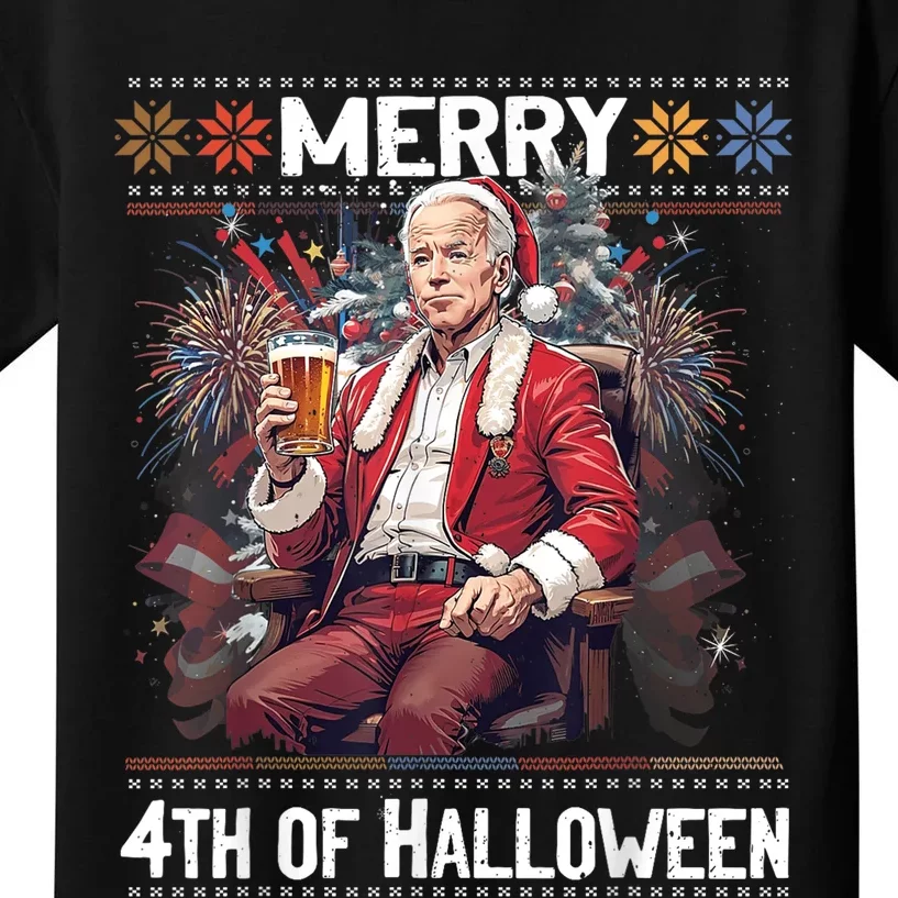 Halloween Funny Happy 4th Of July Anti Joe Biden Kids T-Shirt