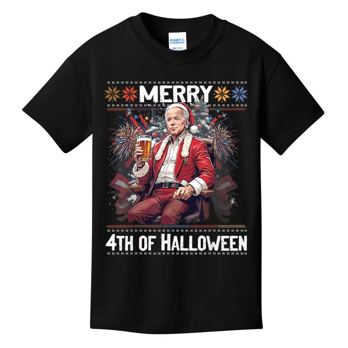 Halloween Funny Happy 4th Of July Anti Joe Biden Kids T-Shirt