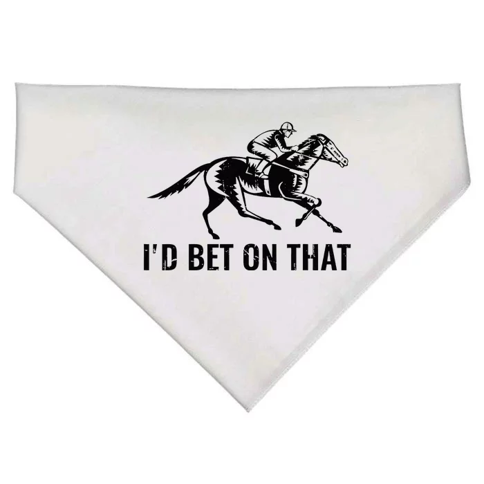 Horses Funny Horse Racing Id Bet On That Horse Riding USA-Made Doggie Bandana