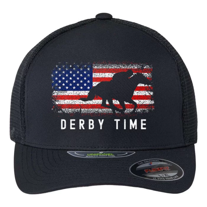 Horse Funny Horses Derby Time Horse Racing Flexfit Unipanel Trucker Cap