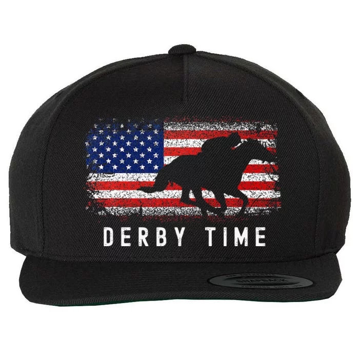 Horse Funny Horses Derby Time Horse Racing Wool Snapback Cap