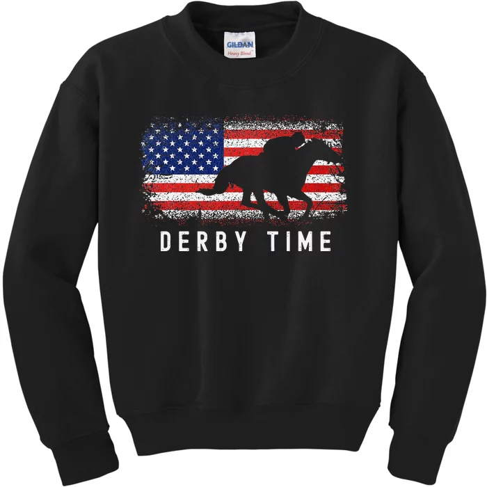 Horse Funny Horses Derby Time Horse Racing Kids Sweatshirt