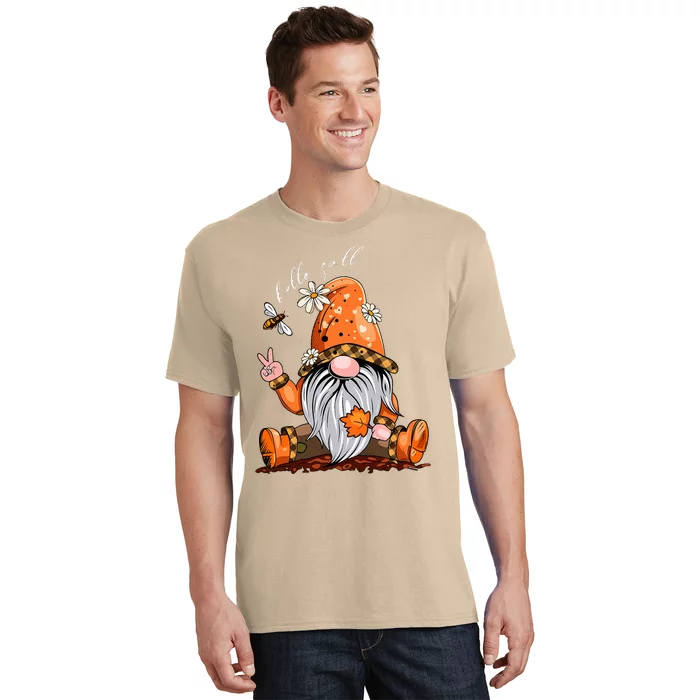 Hello Fall Happy Thanksgiving Gnome Pumpkin Fall Season T-Shirt