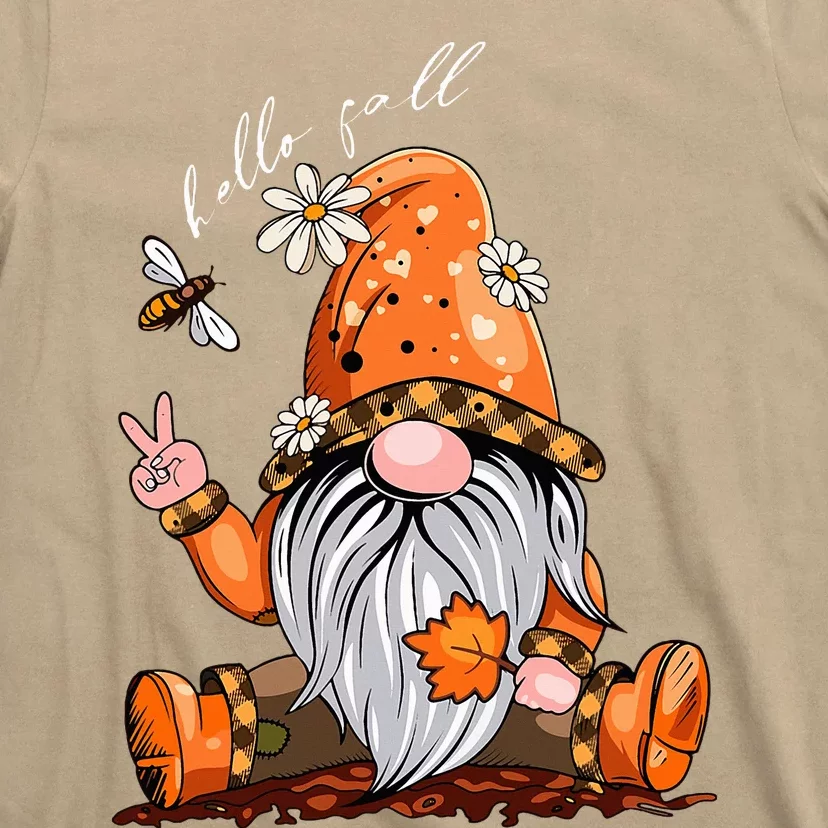 Hello Fall Happy Thanksgiving Gnome Pumpkin Fall Season T-Shirt