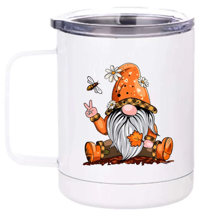 Hello Fall Happy Thanksgiving Gnome Pumpkin Fall Season Front & Back 12oz Stainless Steel Tumbler Cup