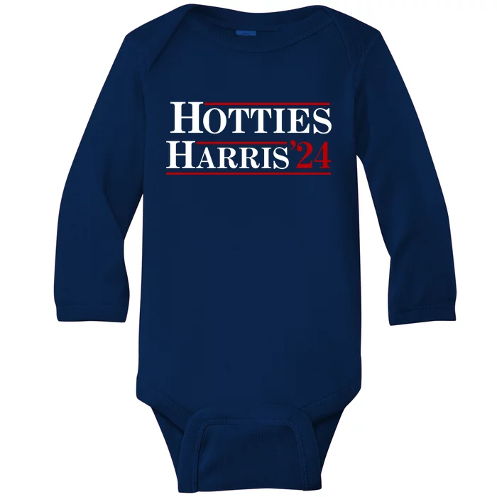 Hotties For Harris 2024 Funny Kamala Harris 2024 Baby Long Sleeve Bodysuit