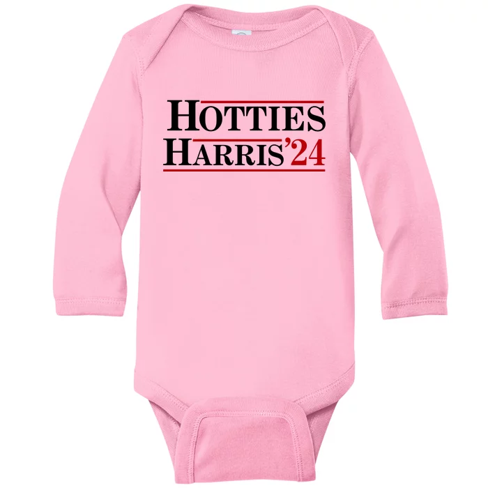 Hotties For Harris 2024 Funny Kamala Harris 2024 Baby Long Sleeve Bodysuit