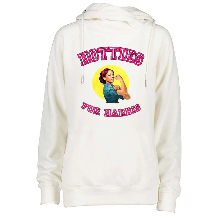 Hotties For Harris Election 2024 Womens Funnel Neck Pullover Hood