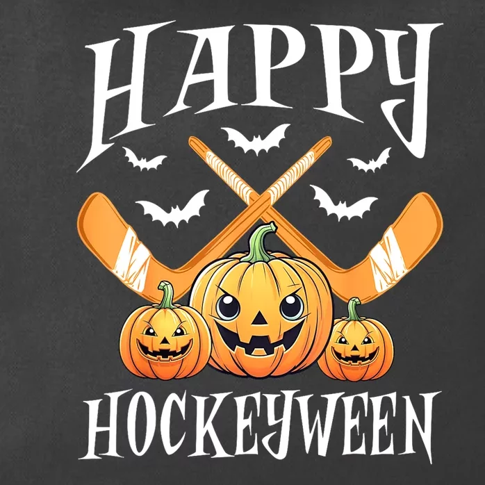 Happy Funny Hockeyween Pumpkin Hockey Lovers Gift Zip Tote Bag