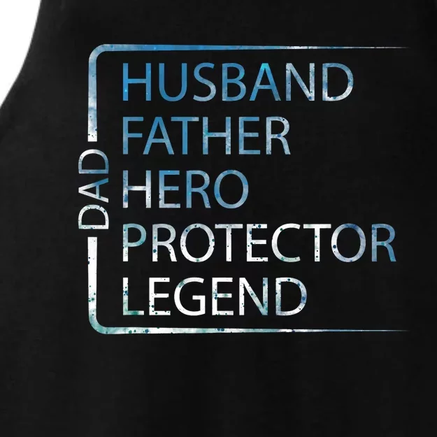 Husband Father Hero Protector Legend Father Day Dad Ladies Tri-Blend Wicking Tank