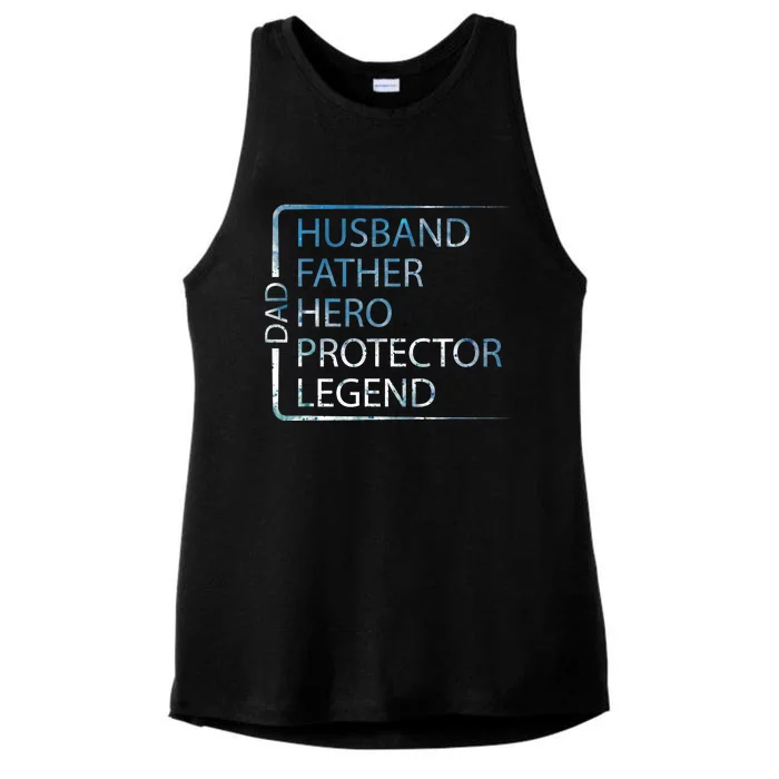 Husband Father Hero Protector Legend Father Day Dad Ladies Tri-Blend Wicking Tank