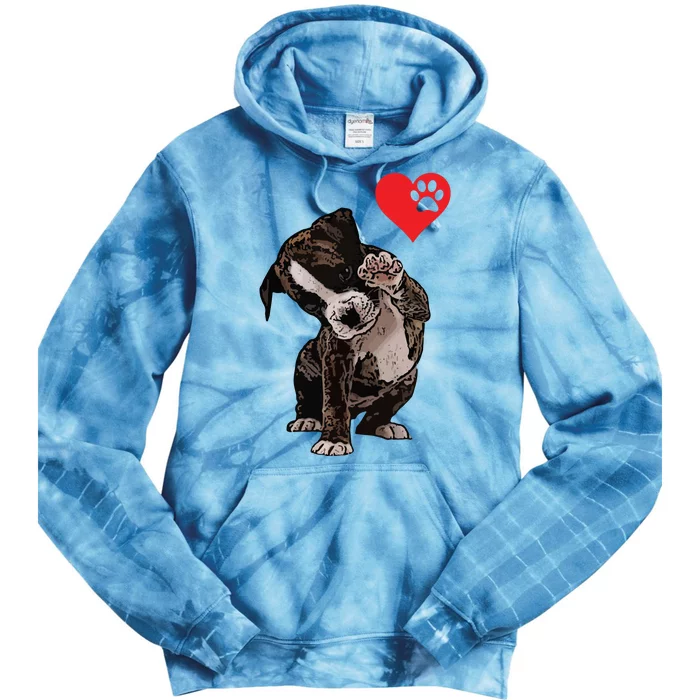 High Five Heart Bulldog Pup I Love Boxer Dog Lovers Bulldogs Tie Dye Hoodie