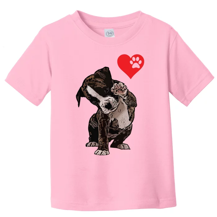 High Five Heart Bulldog Pup I Love Boxer Dog Lovers Bulldogs Toddler T-Shirt