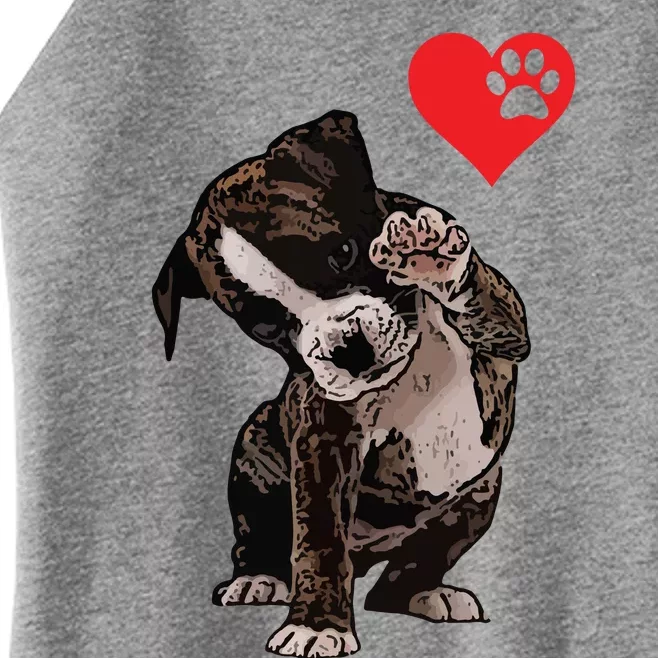 High Five Heart Bulldog Pup I Love Boxer Dog Lovers Bulldogs Women’s Perfect Tri Rocker Tank