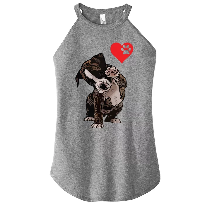 High Five Heart Bulldog Pup I Love Boxer Dog Lovers Bulldogs Women’s Perfect Tri Rocker Tank