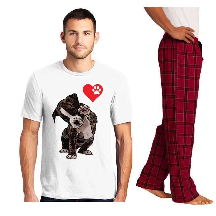 High Five Heart Bulldog Pup I Love Boxer Dog Lovers Bulldogs Pajama Set