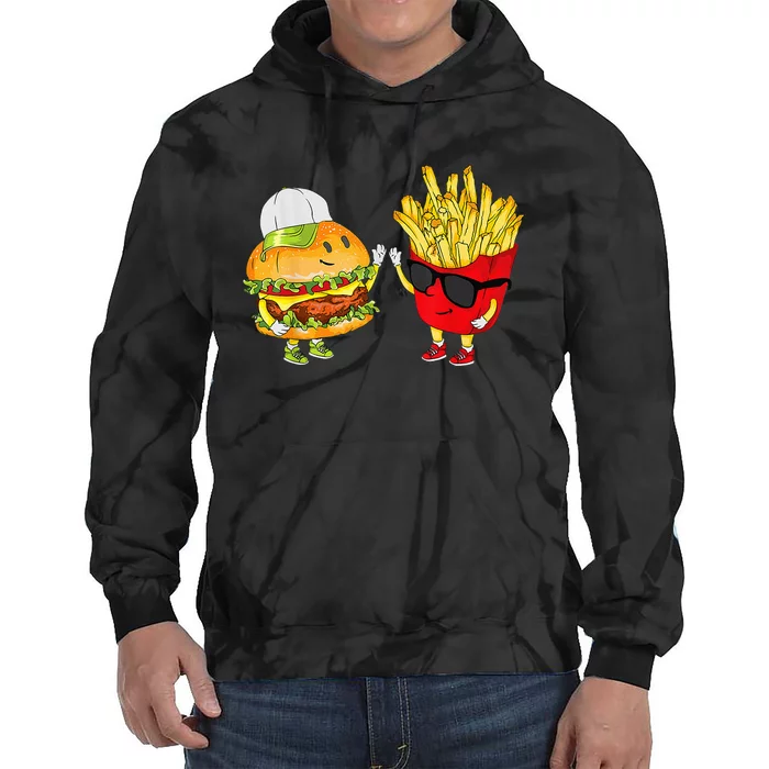 Hamburger Fries High Five Cool Fun Combo Snacks Funny Gift Tie Dye Hoodie