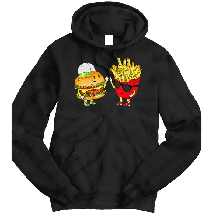 Hamburger Fries High Five Cool Fun Combo Snacks Funny Gift Tie Dye Hoodie