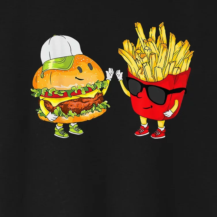 Hamburger Fries High Five Cool Fun Combo Snacks Funny Gift Women's Crop Top Tee