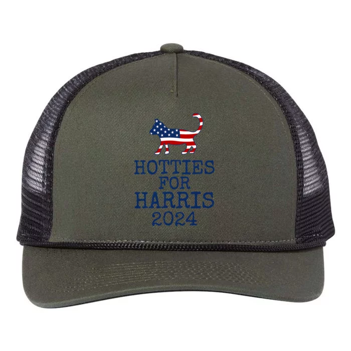 Hotties For Harris 2024 Cat Ladies Kamala Presidential Election 2024 Retro Rope Trucker Hat Cap