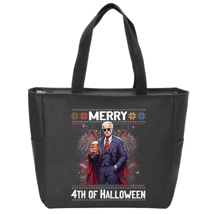 Halloween Funny Happy 4th Of July Anti Joe Biden Zip Tote Bag