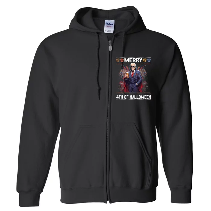 Halloween Funny Happy 4th Of July Anti Joe Biden Full Zip Hoodie