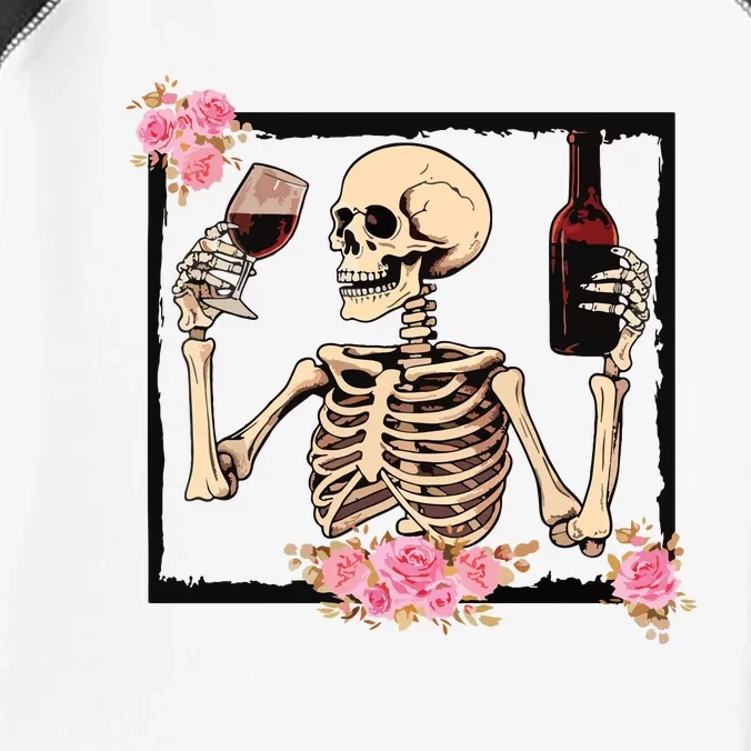 Halloween Funny Hallowine Floral Skeleton Drinking Wine Infant Baby Jersey Bodysuit