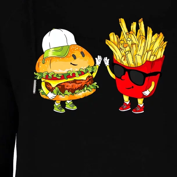 Hamburger Fries High Five Cool Fun Combo Snacks Funny Gift Womens Funnel Neck Pullover Hood