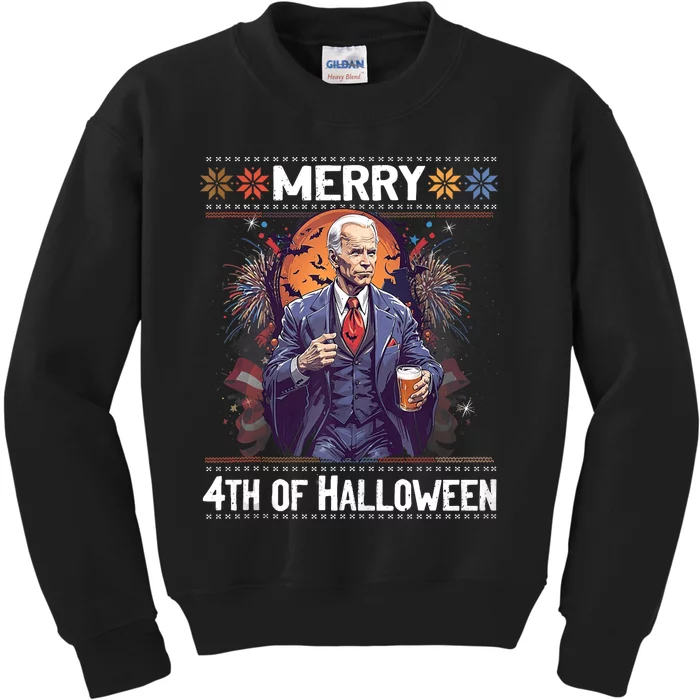 Halloween Funny Happy 4th Of July Anti Joe Biden Funny Biden Meme Kids Sweatshirt