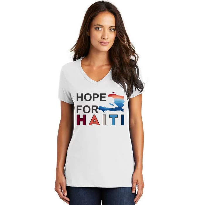 Hope For Haiti Earthquake Relief Women's V-Neck T-Shirt