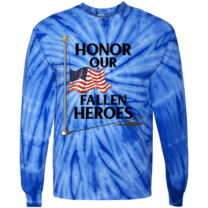 Honor Fallen Heroes / Military Honor Memorial American Flag Gift Tie-Dye Long Sleeve Shirt