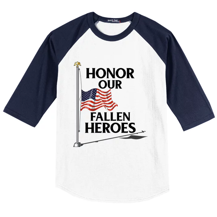 Honor Fallen Heroes / Military Honor Memorial American Flag Gift Baseball Sleeve Shirt