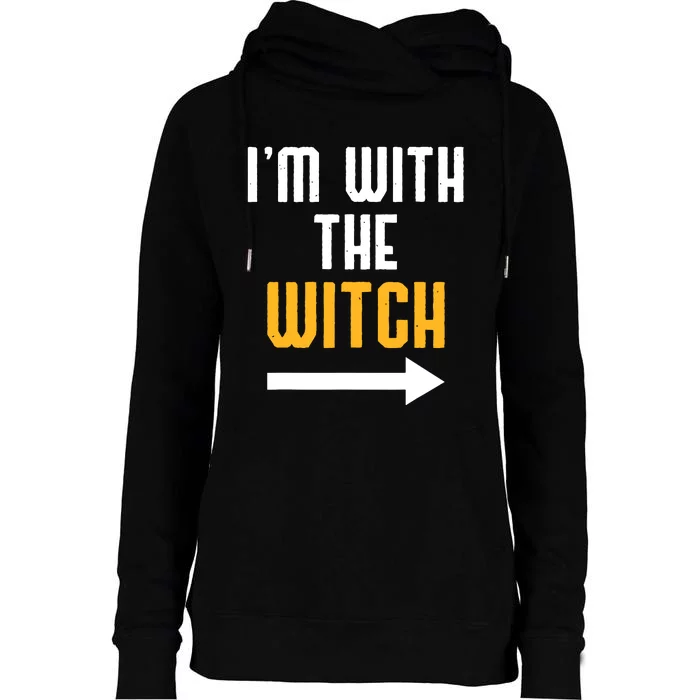 Halloween For Im With The Witch Funny Halloween Womens Funnel Neck Pullover Hood