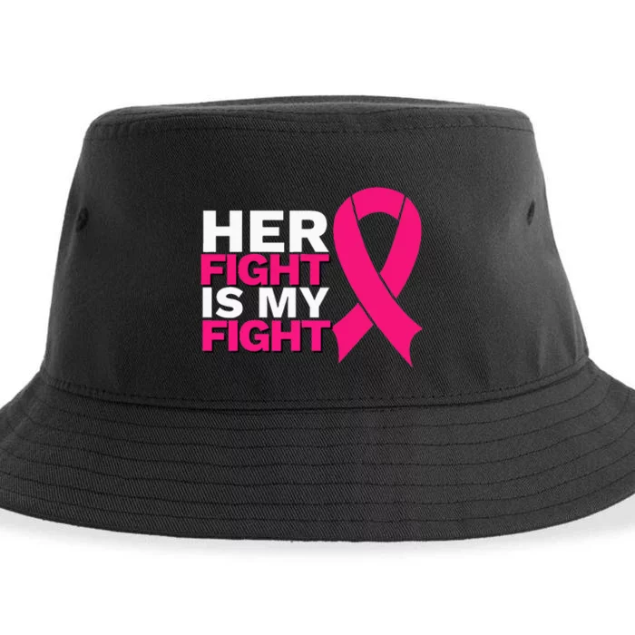 Her Fight Is My Fight Breast Cancer Awareness Family Support Sustainable Bucket Hat