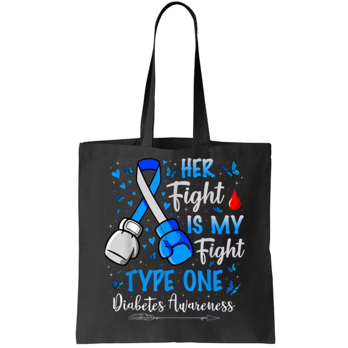 Her Fight Is My Fight Type 1 Diabetes Awareness Ribbon Tote Bag