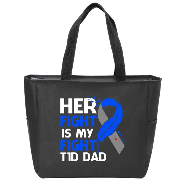 Her Fight Is My Fight T1D Dad Type One Diabetes Awareness Zip Tote Bag