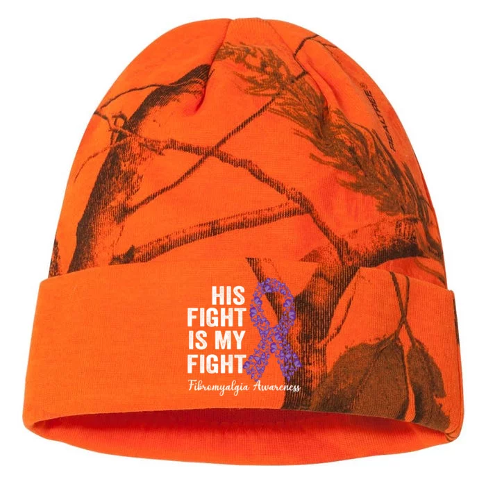 His Fight Is My Fight Purple Ribbon Fibromyalgia Awareness Gift Kati - 12in Camo Beanie