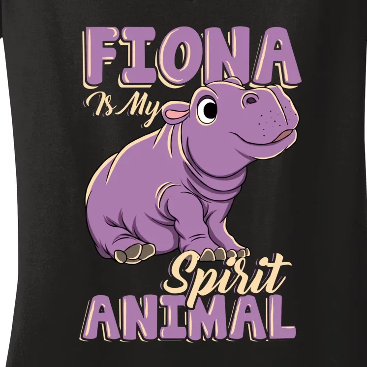 Hippo Fiona Is My Spirit Animal Funny Women's V-Neck T-Shirt