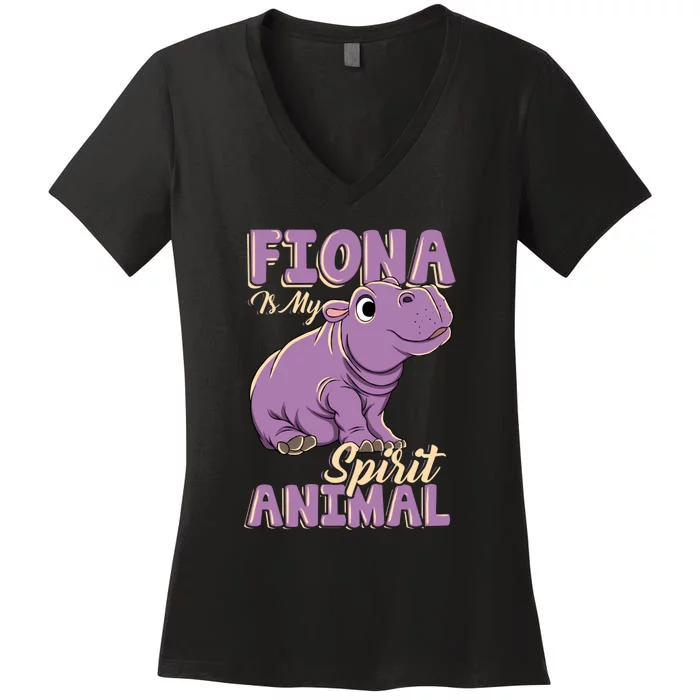 Hippo Fiona Is My Spirit Animal Funny Women's V-Neck T-Shirt