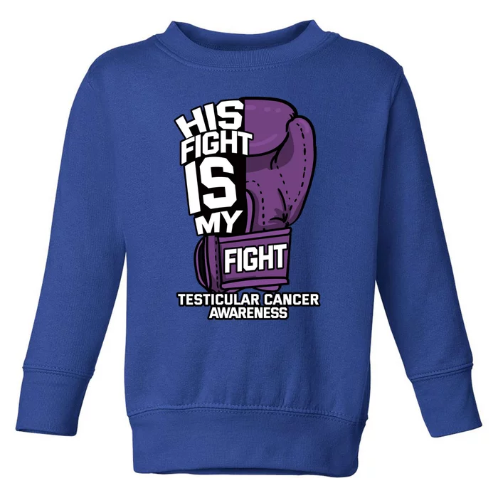 His Fight Is My Fight Testicular Cancer Awareness Fighter Funny Gift Toddler Sweatshirt