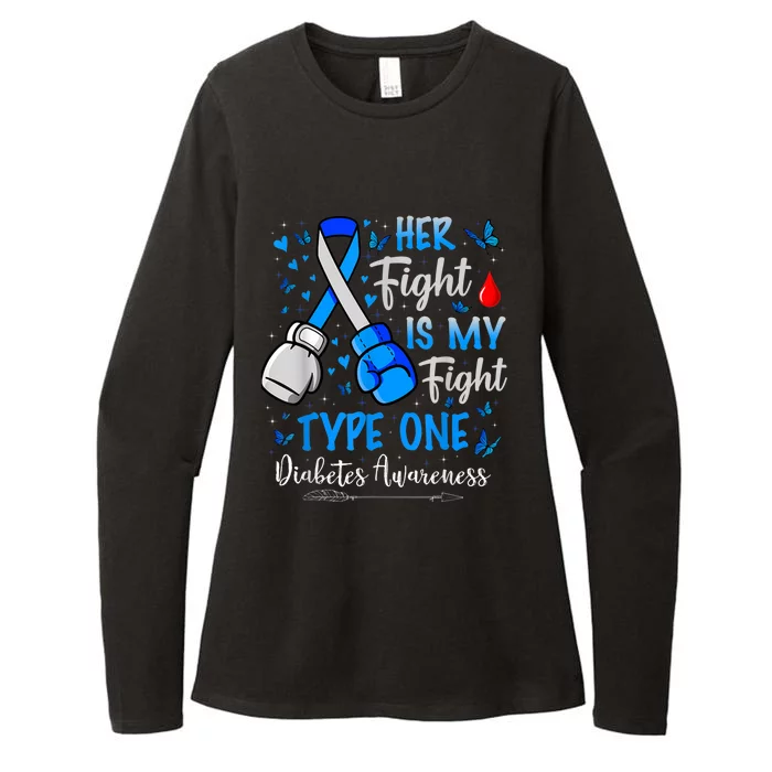 Her Fight Is My Fight Type 1 Diabetes Awareness Ribbon Womens CVC Long Sleeve Shirt